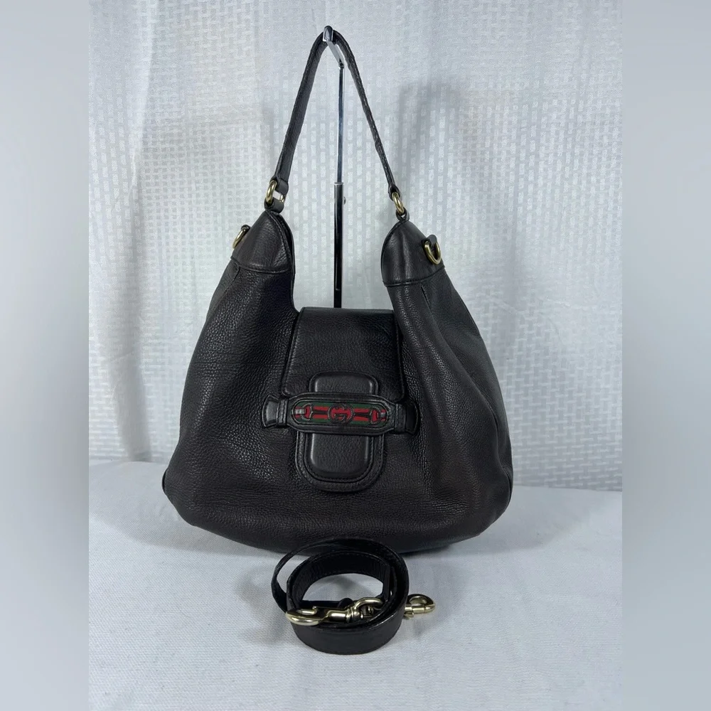 Gucci Black Pebbled Leather Jackie Web Hobo Bag – Made in Italy - Picture 1 of 16
